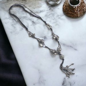 Necklace Jewelry 28 to 44 Inch Length Plastic Gem Costume Beach Core Silver Gray